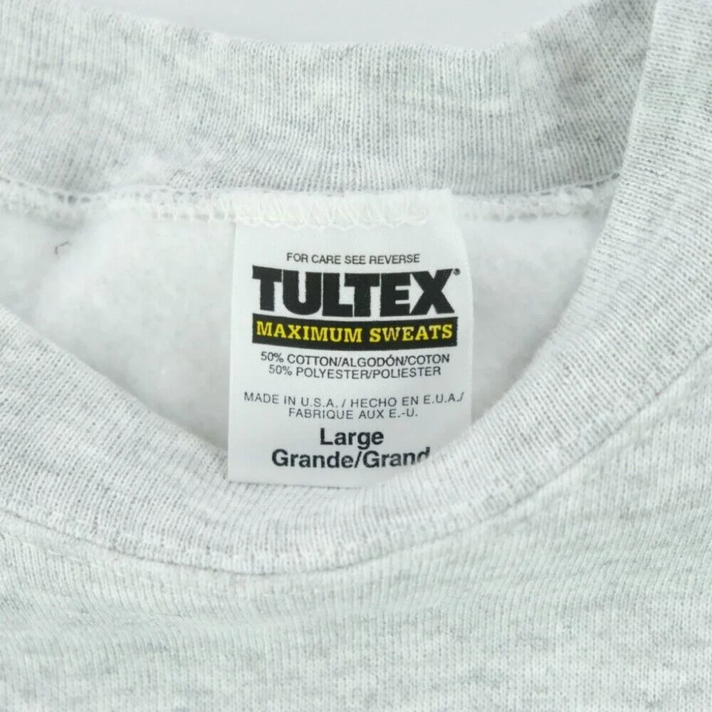 Vtg Tultex Grey Sweatshirt Maximum Sweats Cut Crew Neck Large Heather Gray - Picture 3 of 8
